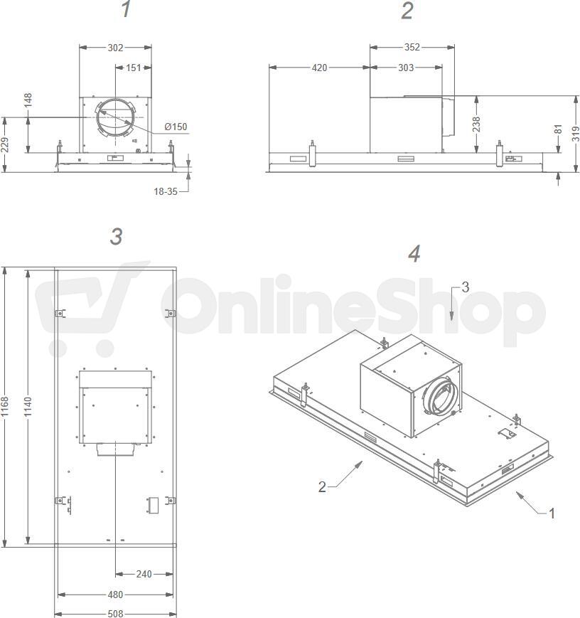 Stropní odsavač NOVY Pureline 6841 bílý