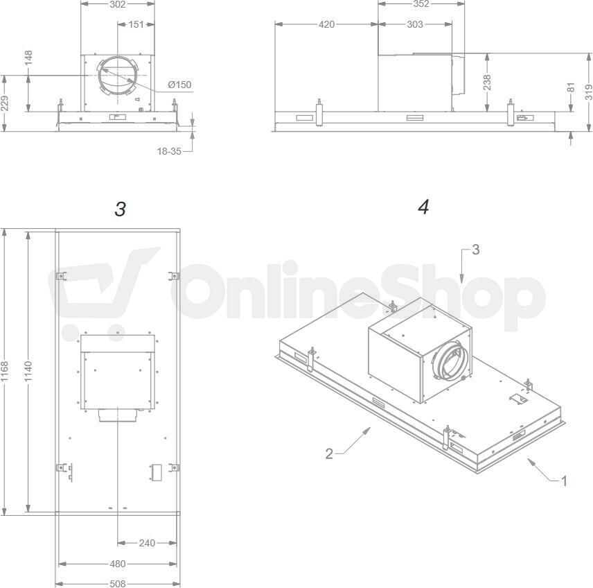 Stropní odsavač NOVY Pureline Pro 6942 černý