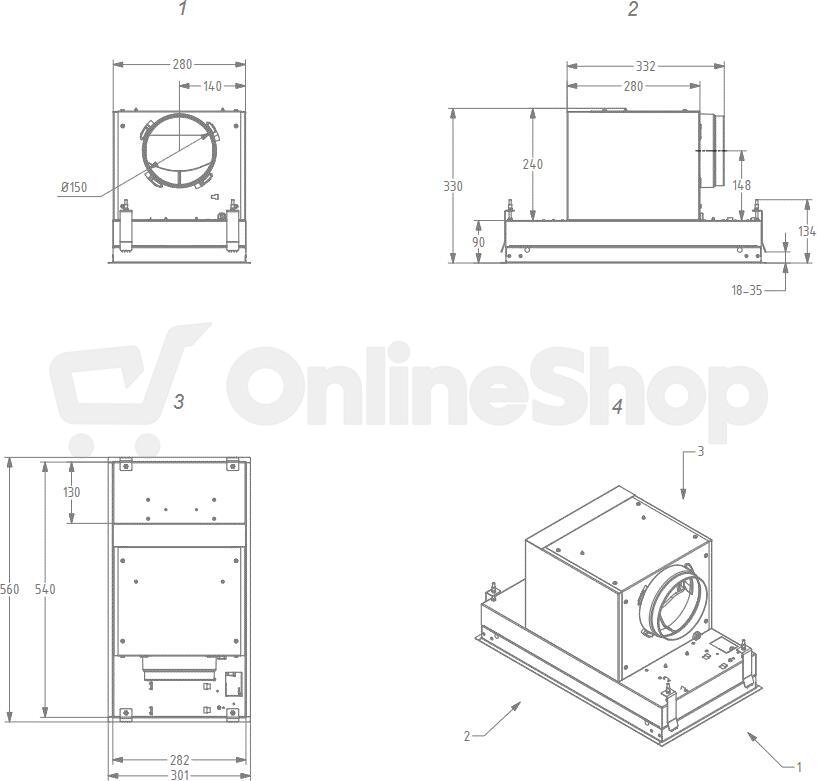 Vestavný odsavač NOVY Mini Pureline 811 bílý