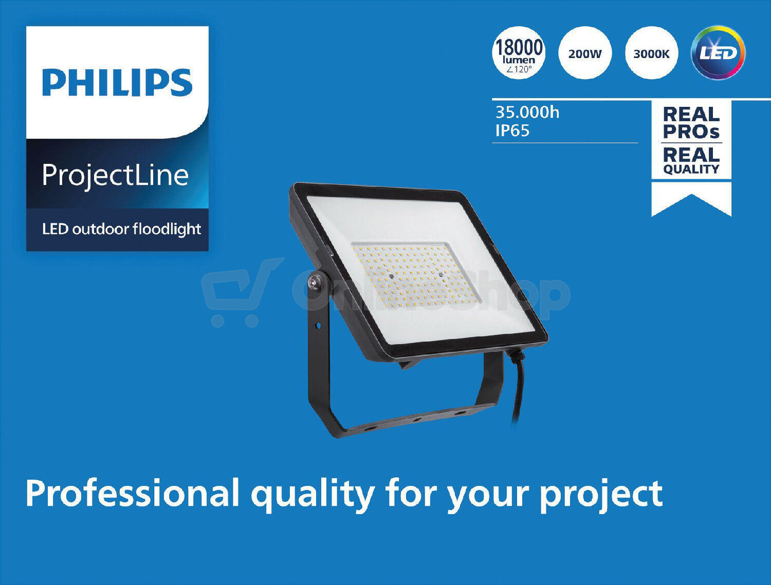 LED vodotěsný světlomet Projectline 200W 3000K Philips