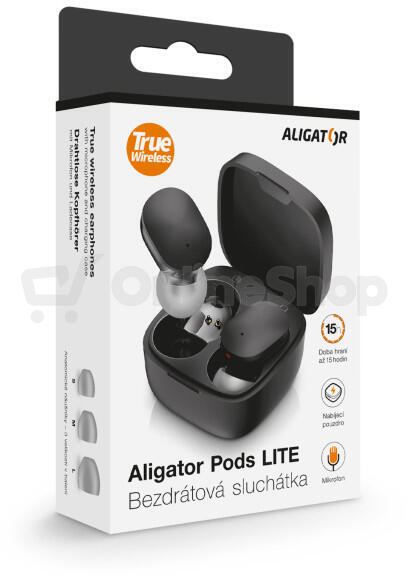 Bluetooth sluchátka Aligator Pods LITE, černá