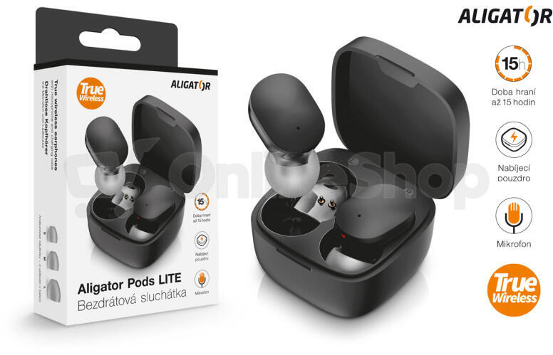Bluetooth sluchátka Aligator Pods LITE, černá