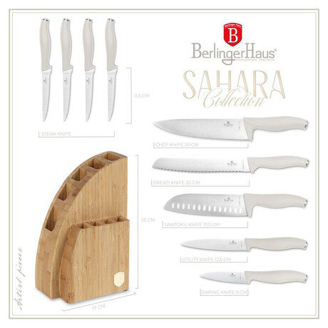 BERLINGERHAUS Sada no se stojanem BAMBOO 10 ks Sahara Collection BH-3121