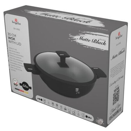 BERLINGERHAUS Pnev WOK s titanovm povrchem a poklic 30 cm Matte Black Collection BH-8182 (foto 1)