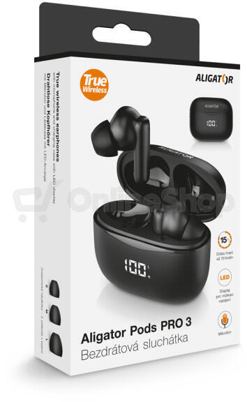 Bluetooth sluchátka Aligator Pods PRO 3, černá