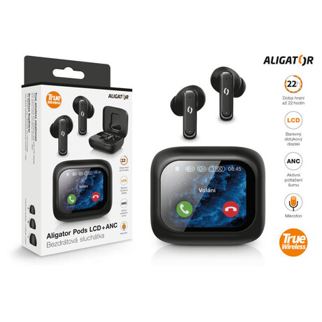 Bluetooth sluchtka Aligator Pods LCD + ANC, ern