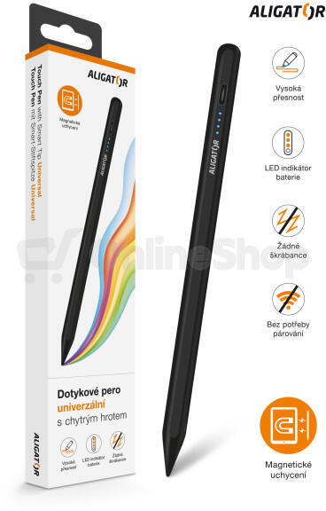 Blackview Dotykové pero Aligator pro iPad s chytrým hrotem, černé