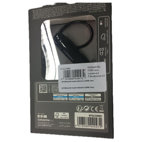 Bluetooth Headset CellularLine SCORE, černý | Skutečná fotografie prodávaného kusu | Skutečná fotografie prodávaného kusu