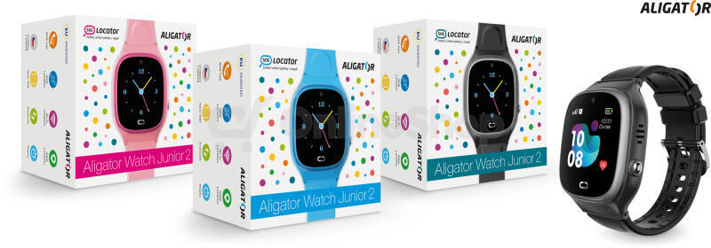Chytré hodinky Aligator Watch Junior 2, Black | Skutečná fotografie prodávaného kusu | Skutečná fotografie prodávaného kusu