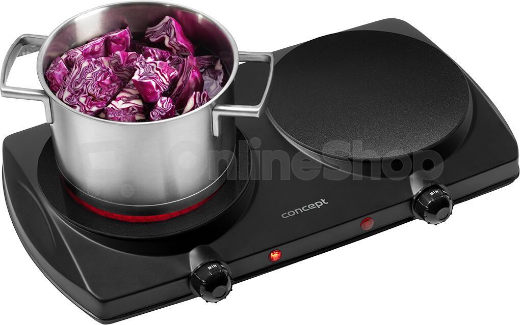 Elektrický dvouplotýnkový vařič Concept VE3060 2500 W, černý
