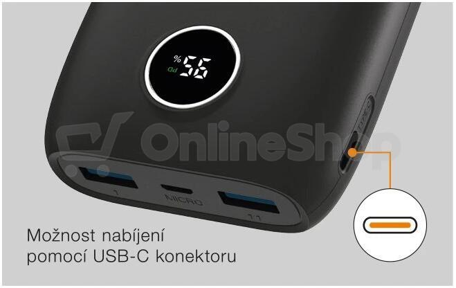 Powerbanka Aligator PD20W+QC22.5W 20000mAh, černá