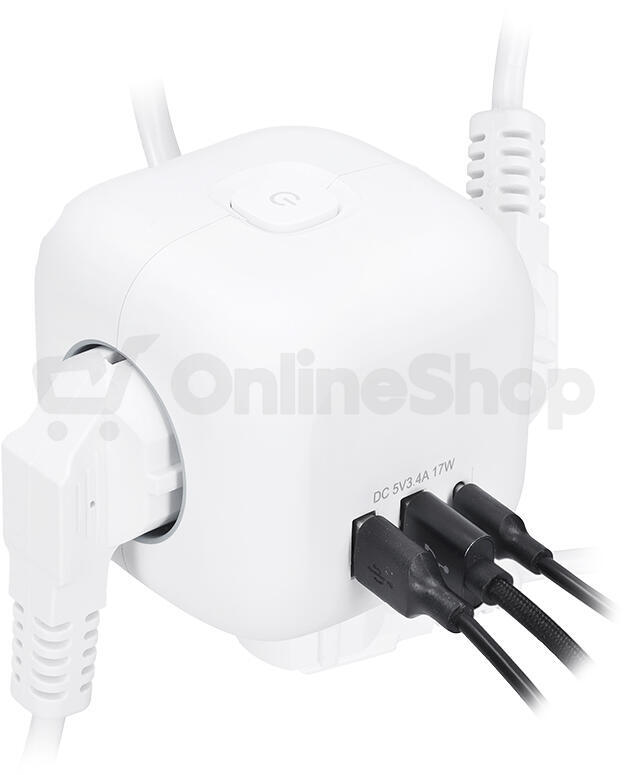 Prodlužovací přívod Solight PP145C, 3 zásuvky s USB A+C