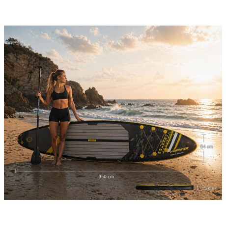 Paddleboard 350x84x15 cm s příslušenstvím černožlutý