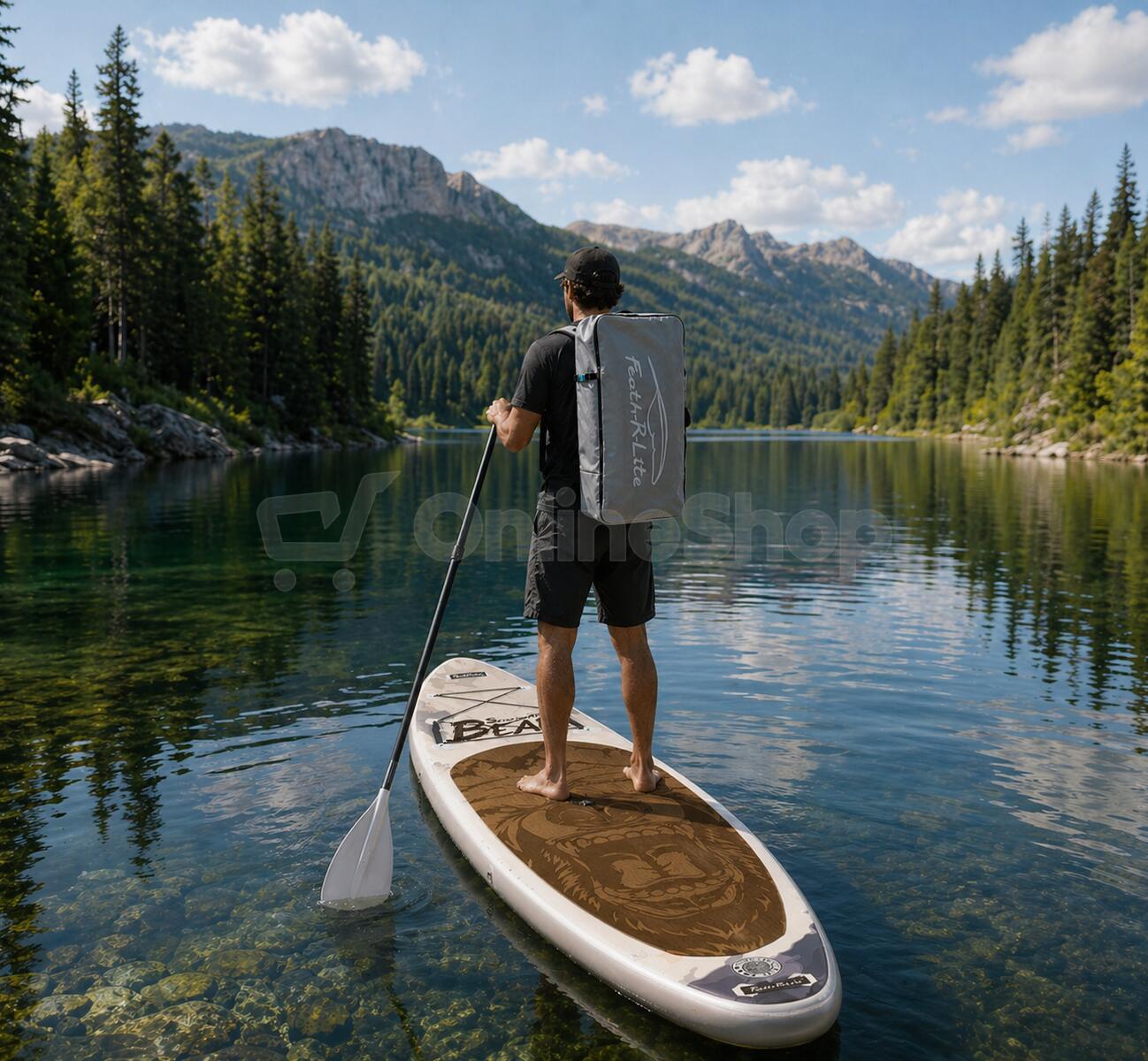 Paddleboard Bestway 350x90x15 cm s příslušenstvím, bílohnědý