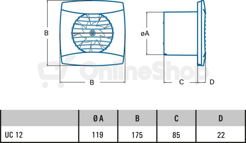 Koupelnový ventilátor Cata UC 12 TIMER, bílý