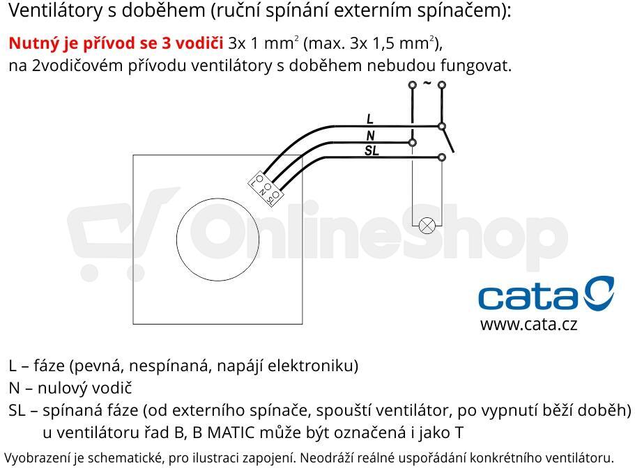 Koupelnový ventilátor Cata UC 12 TIMER, bílý