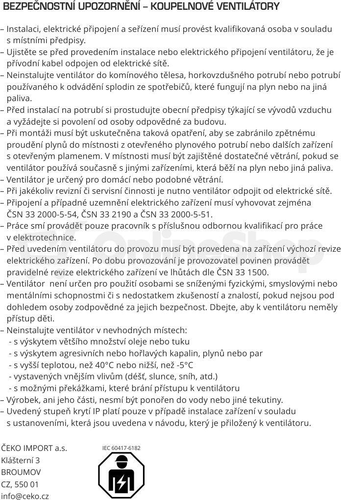 Koupelnový ventilátor Cata UC 12 TIMER, bílý