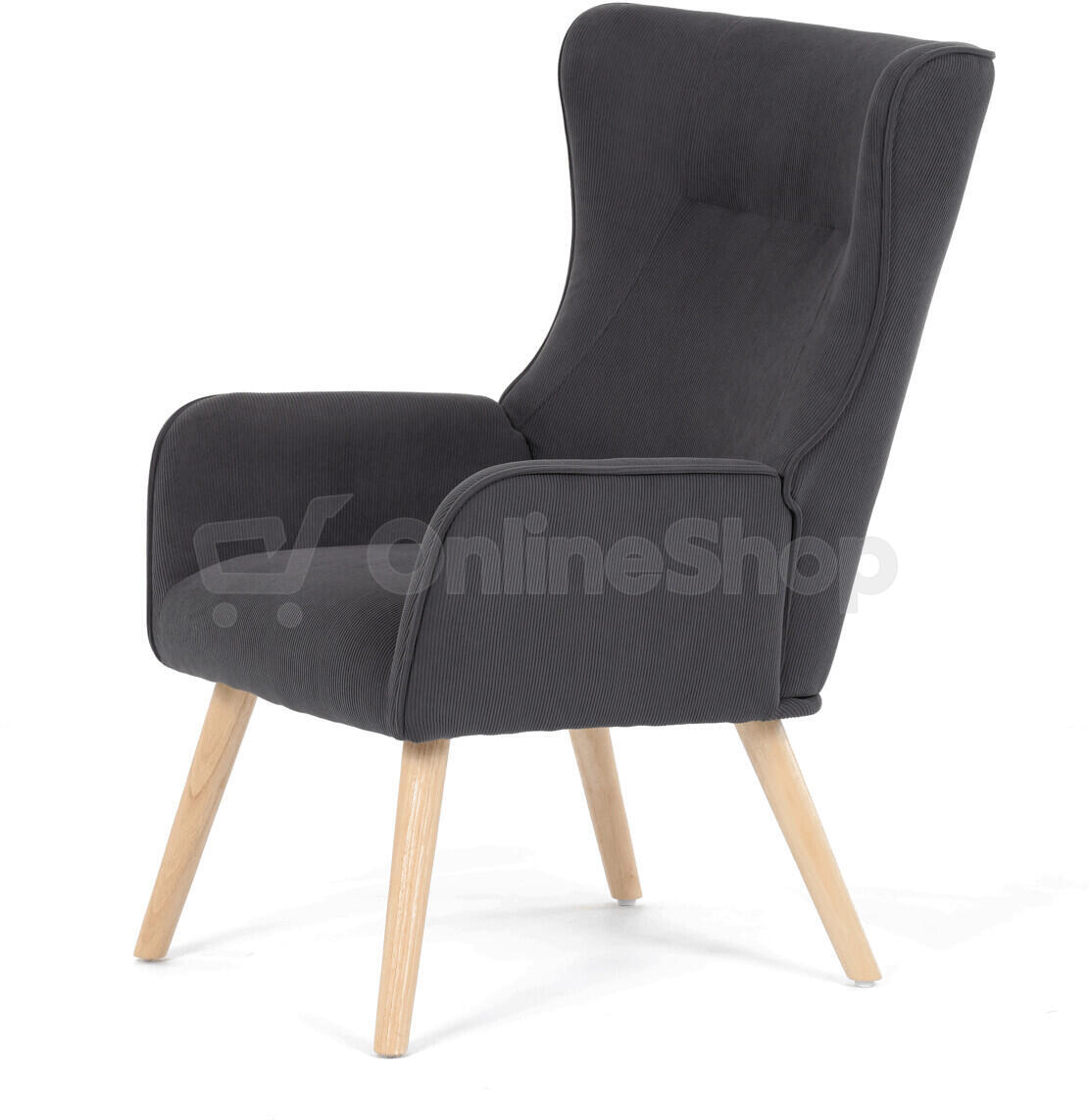 Křeslo ušák, šedá, manšestrová látka, AK-314 GREY2 Autronic