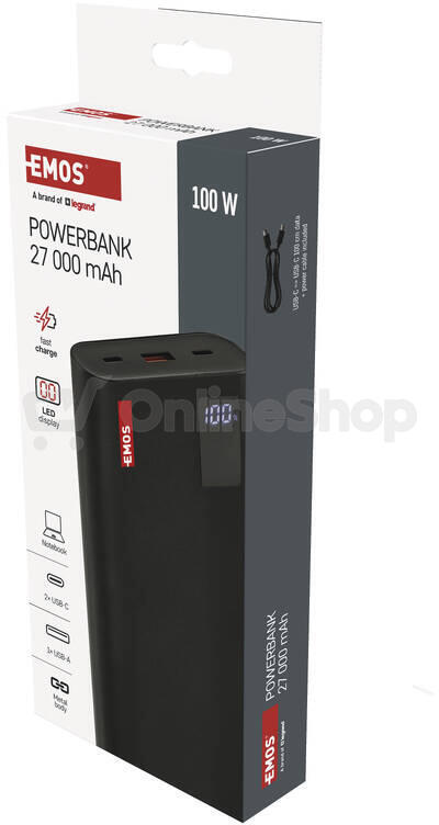 Powerbanka Emos NTBF30, 27 000 mAh, 100 W PD, černá (B0561B)