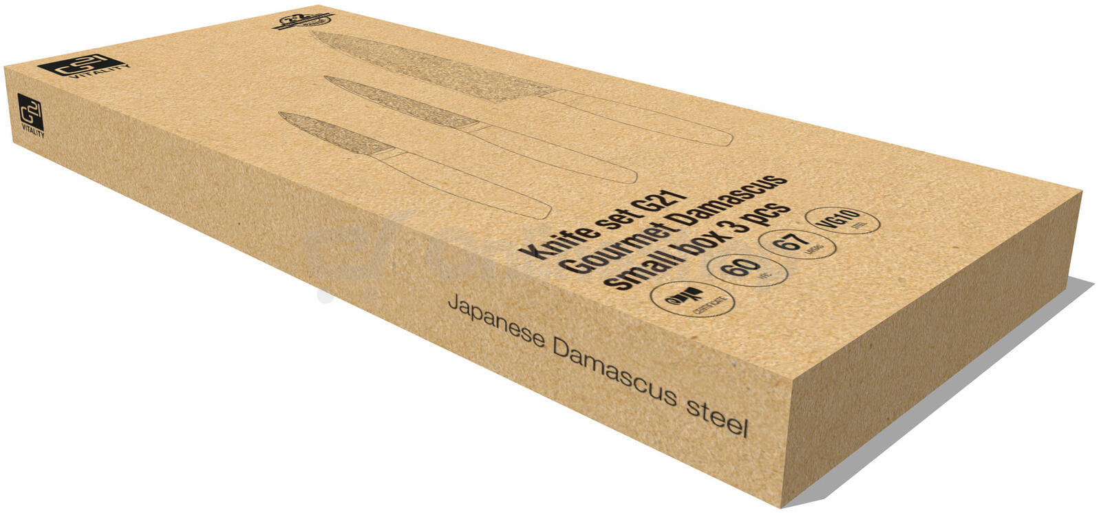 Sada nožů G21 Gourmet Damascus small box 3 ks, rukojeť zebrawood