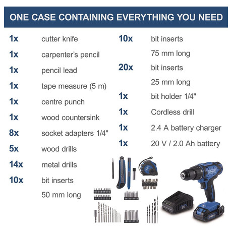 Set vrtacho roubovku Scheppach C-DTB74/1-X aku 20 V IXES s psluenstvm 74 ks