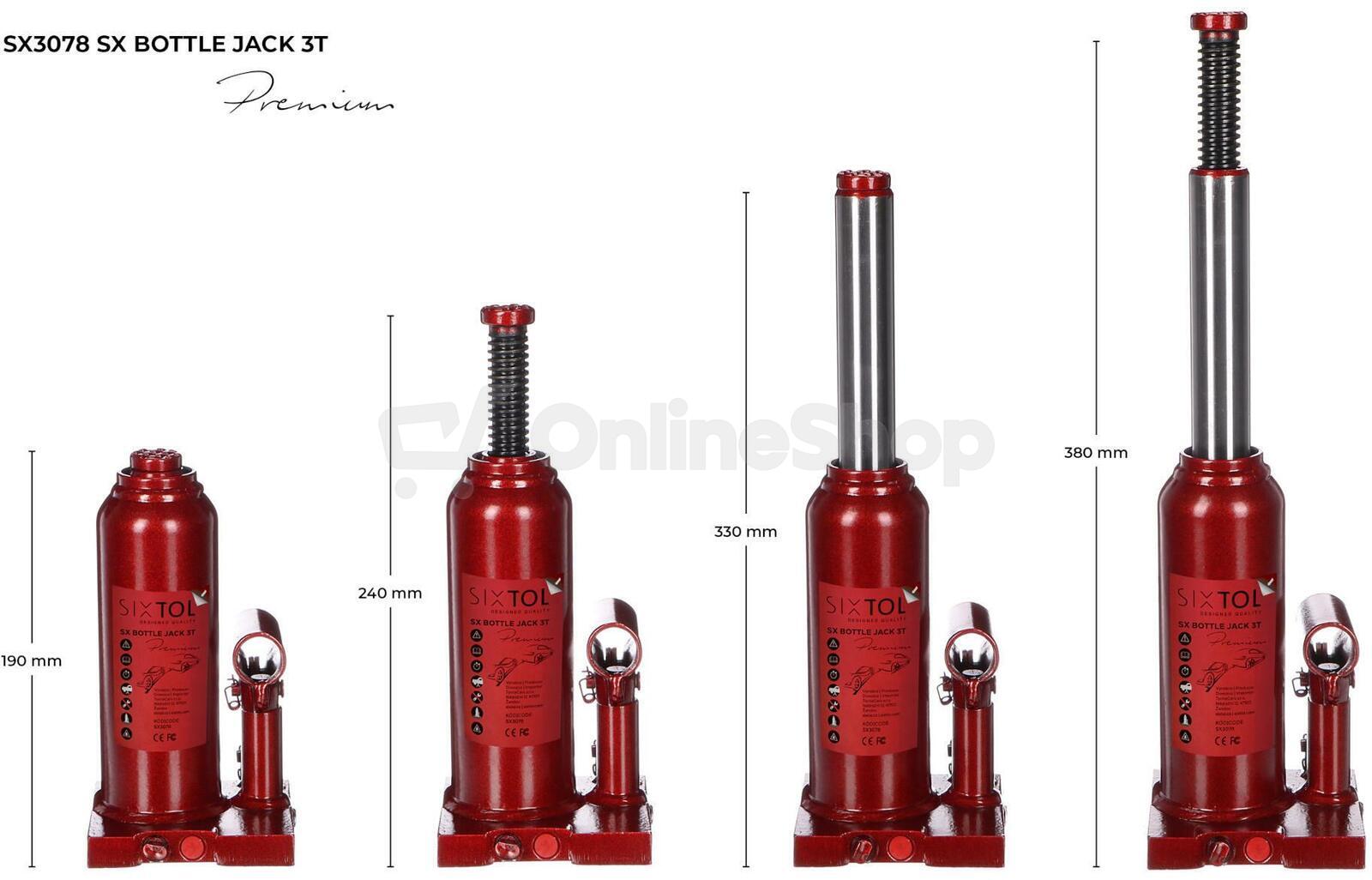 Hydraulický zvedák panenka SX BOTTLE JACK PREMIUM 3T SIXTOL