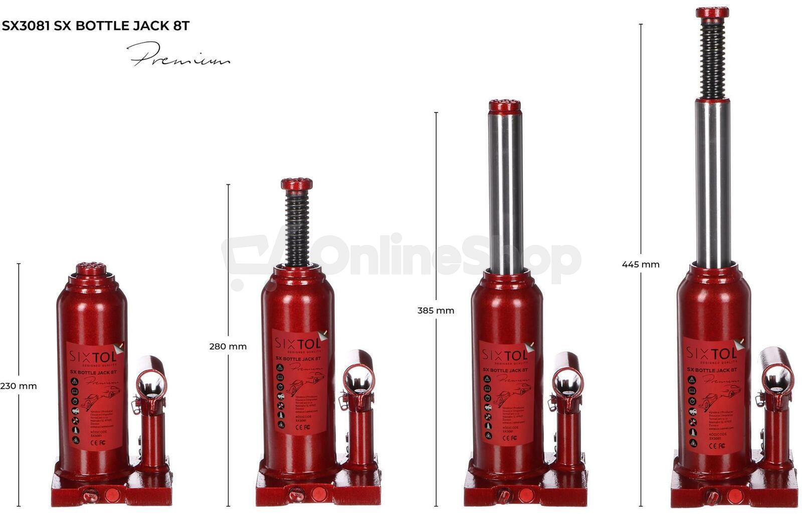 Hydraulický zvedák panenka SX BOTTLE JACK PREMIUM 8T SIXTOL