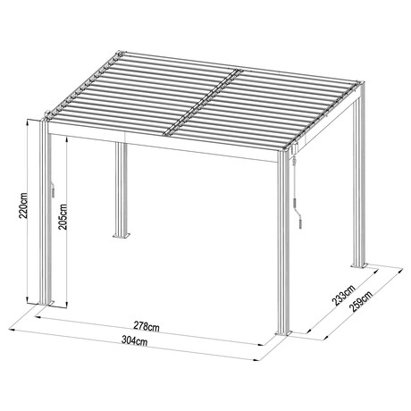 Bioklimatická pergola LANITPLAST BASIC 3x2,5 m LG4288