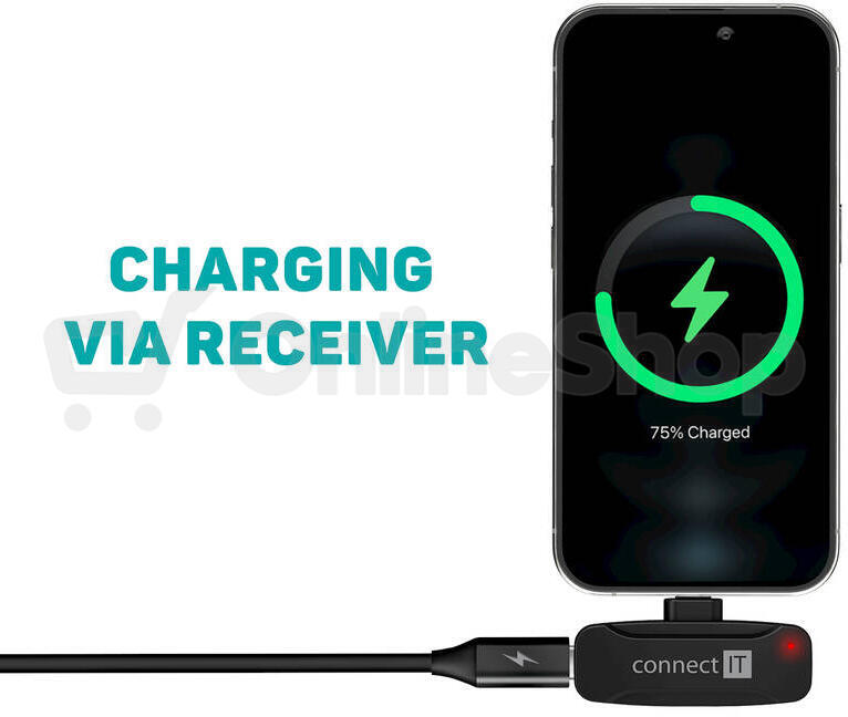 CONNECT IT Wireless Lavalier mikrofon USB-C konektor (2 ks + receiver) set ČERNÝ (CMI-1011-BK)