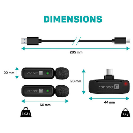 CONNECT IT&nbsp;Wireless Lavalier mikrofon USB-C konektor (foto 2)