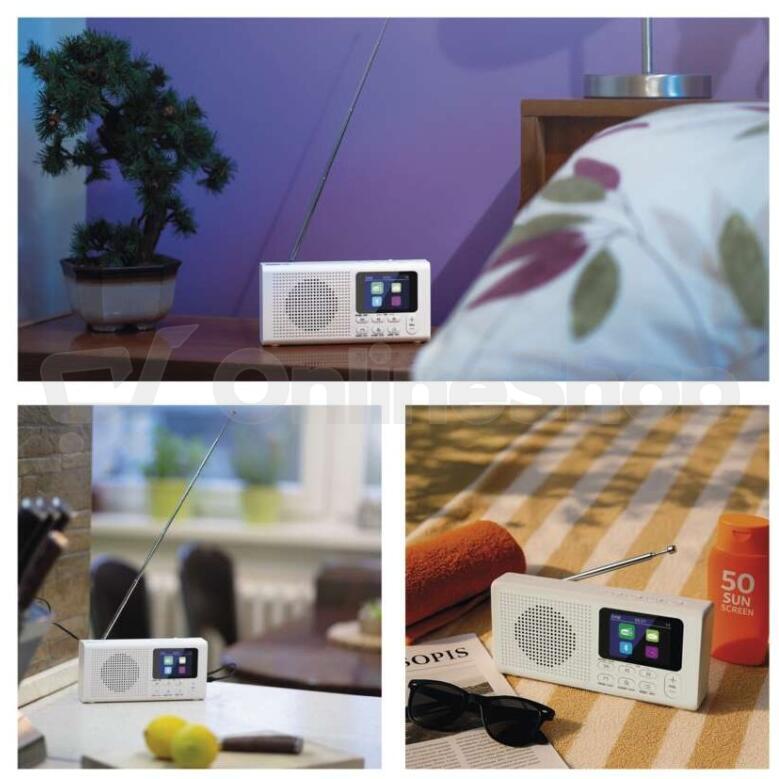 Radiopřijímač Emos E0091, s Bluetooth, bílé