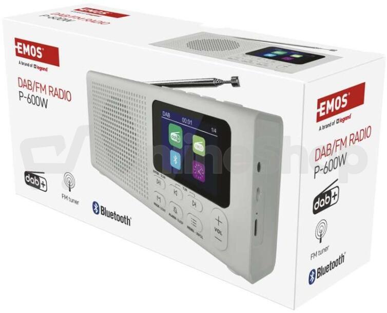 Radiopřijímač Emos E0091, s Bluetooth, bílé