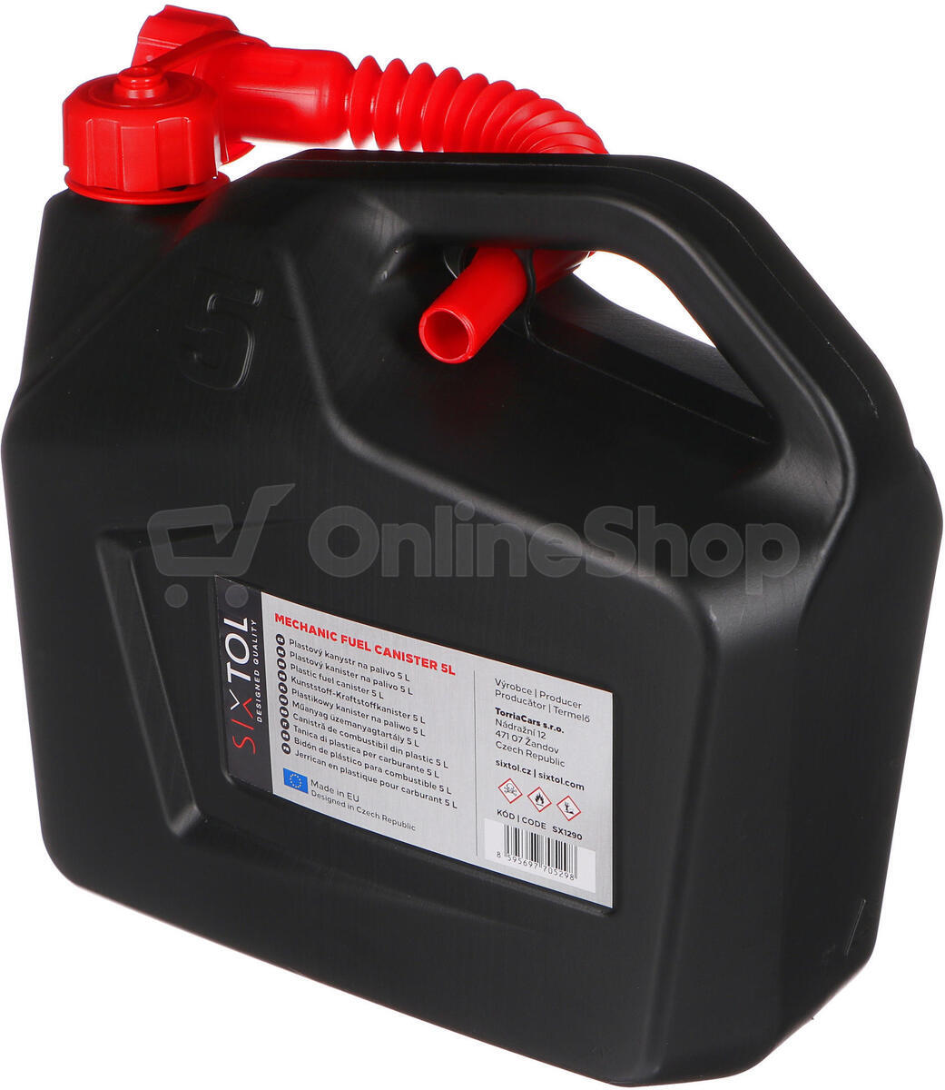 Kanystr plastový MECHANIC FUEL CANISTER 5L, černý SIXTOL