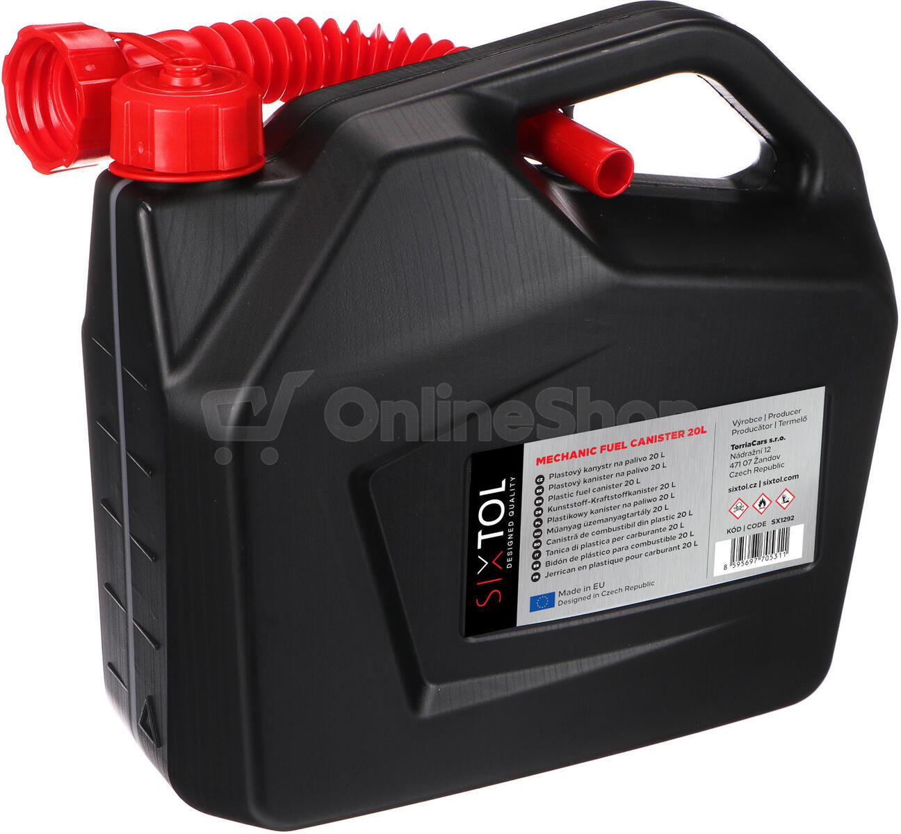 Kanystr plastový MECHANIC FUEL CANISTER 20L, černý SIXTOL
