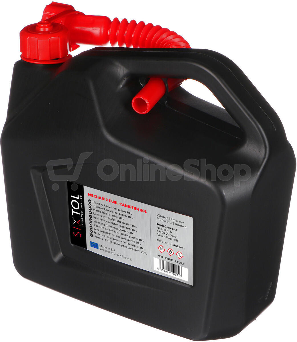 Kanystr plastový MECHANIC FUEL CANISTER 20L, černý SIXTOL
