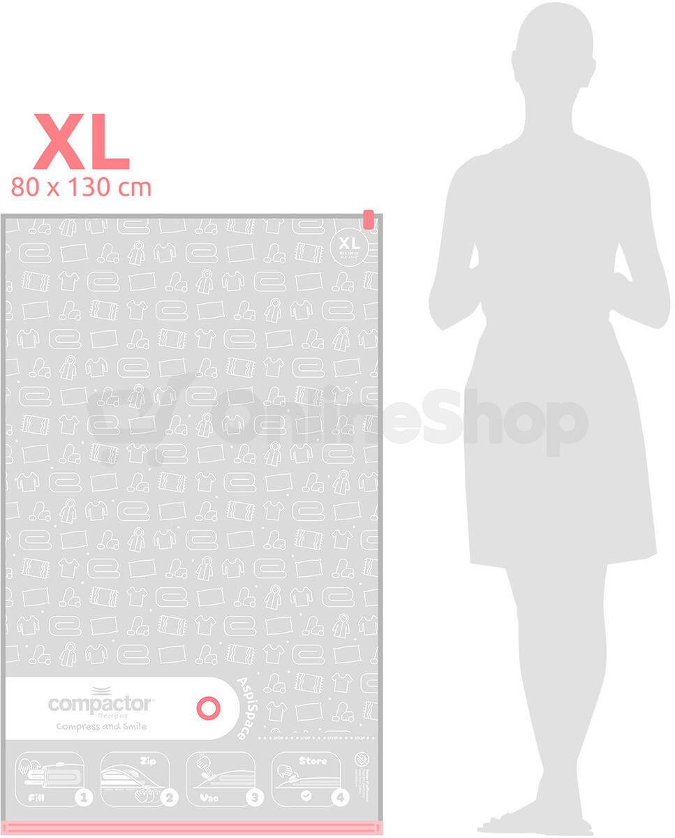 Sada 3ks vakuových úložných sáčků Compactor Bag Aspispace XL 140 litrů, 80 x 130 cm