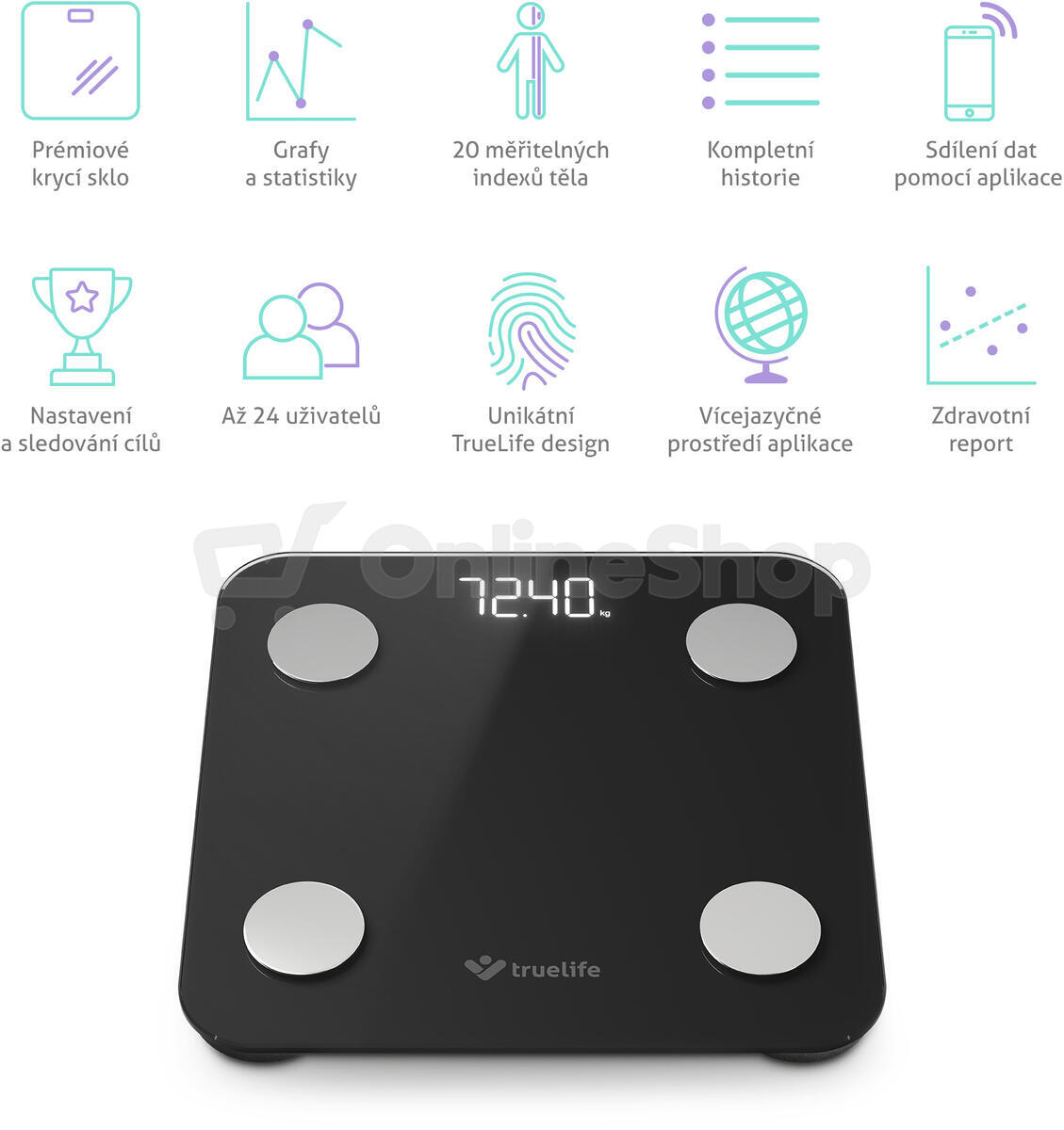 Smart osobní váha TrueLife FitScale W1 BT Black