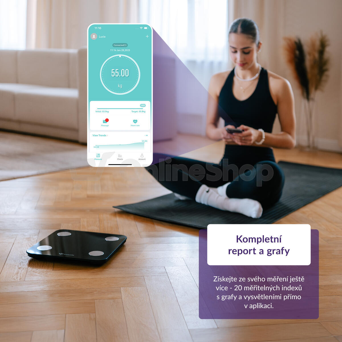 Smart osobní váha TrueLife FitScale W1 BT Black