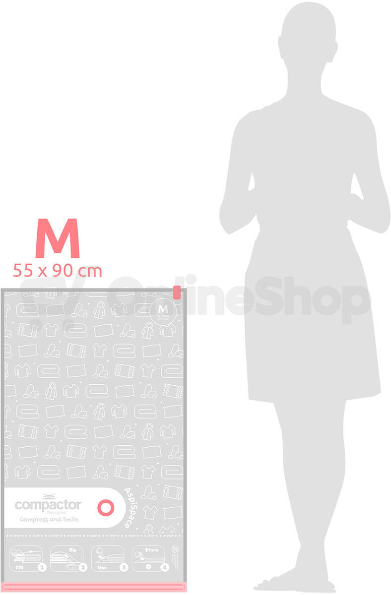 Sada 10 ks vakuových úložných sáčků Compactor Bag Aspispace M 70 litrů, 55 x 90 cm