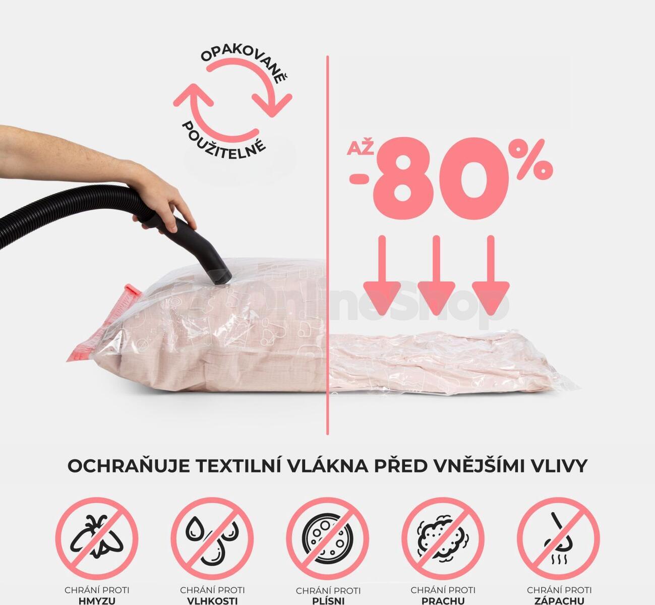 Sada 10 ks vakuových úložných sáčků Compactor Bag Aspispace M 70 litrů, 55 x 90 cm