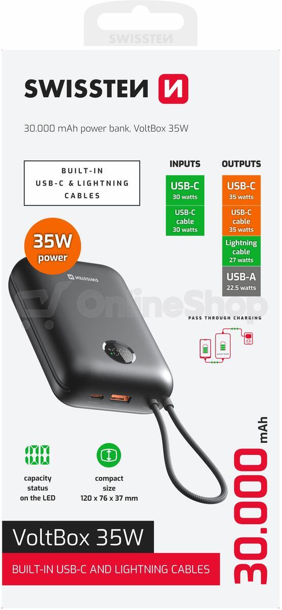 Powerbanka Swissten STN00210 30000 mAh, černá