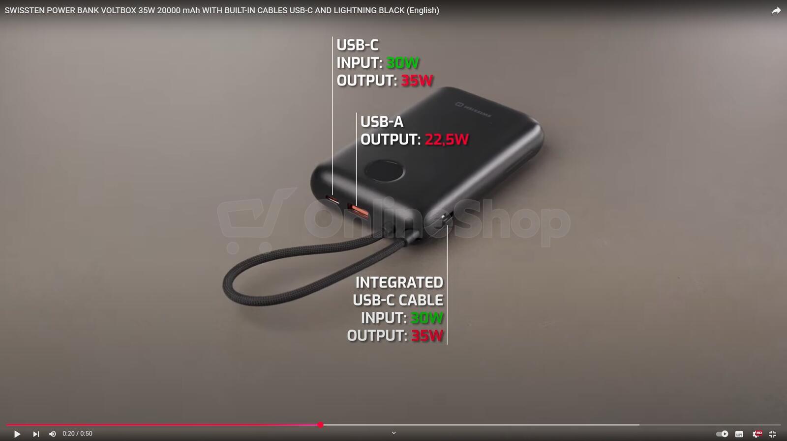 Powerbanka Swissten Voltbox 35W 20000 mAh, černá