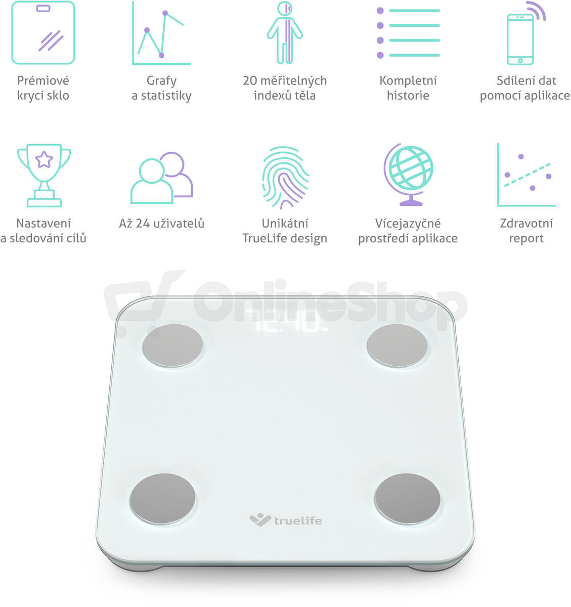 Chytrá váha TrueLife FitScale W1 White