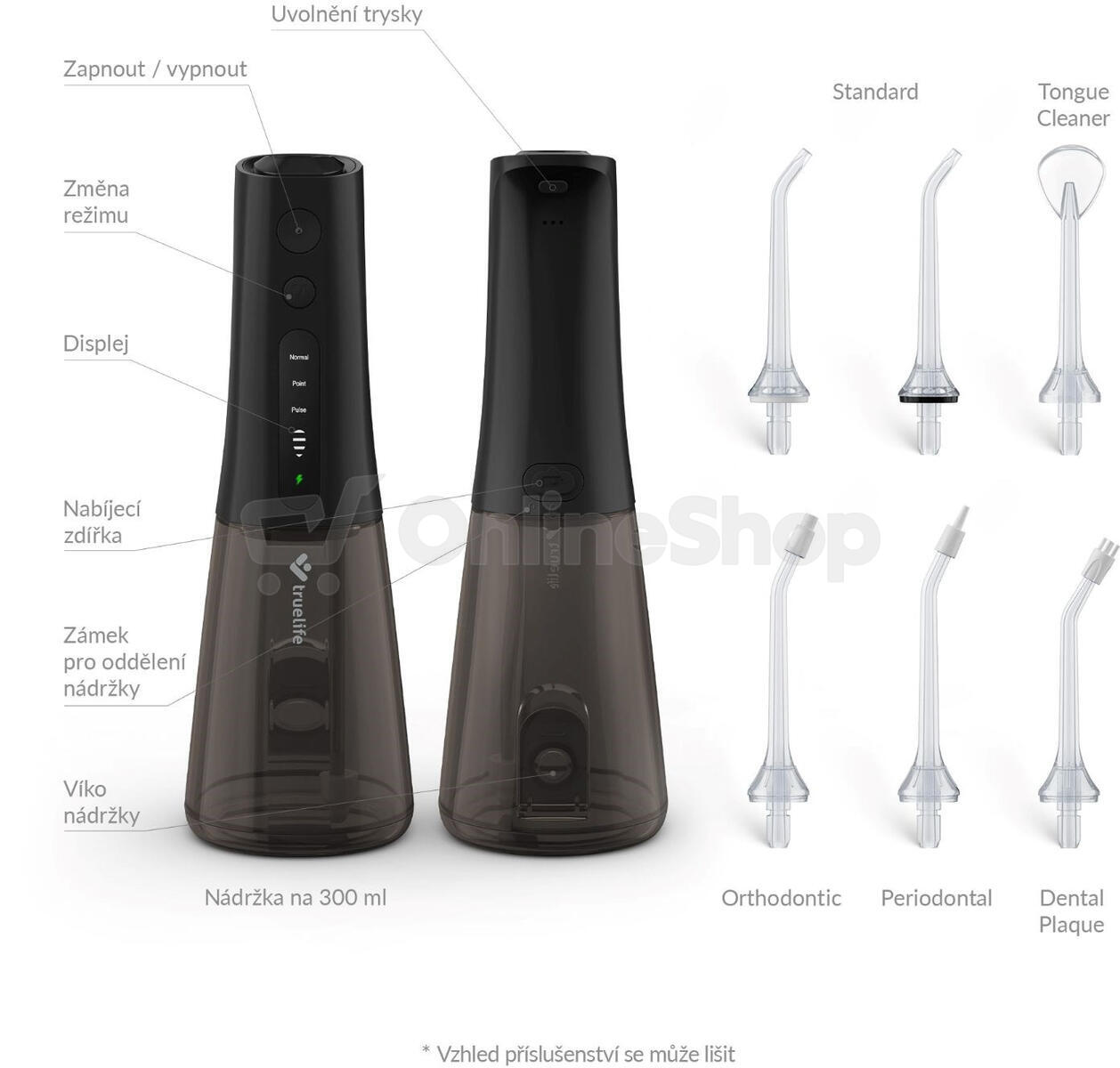 Ústní sprcha TrueLife AquaFloss Compact L100, černá