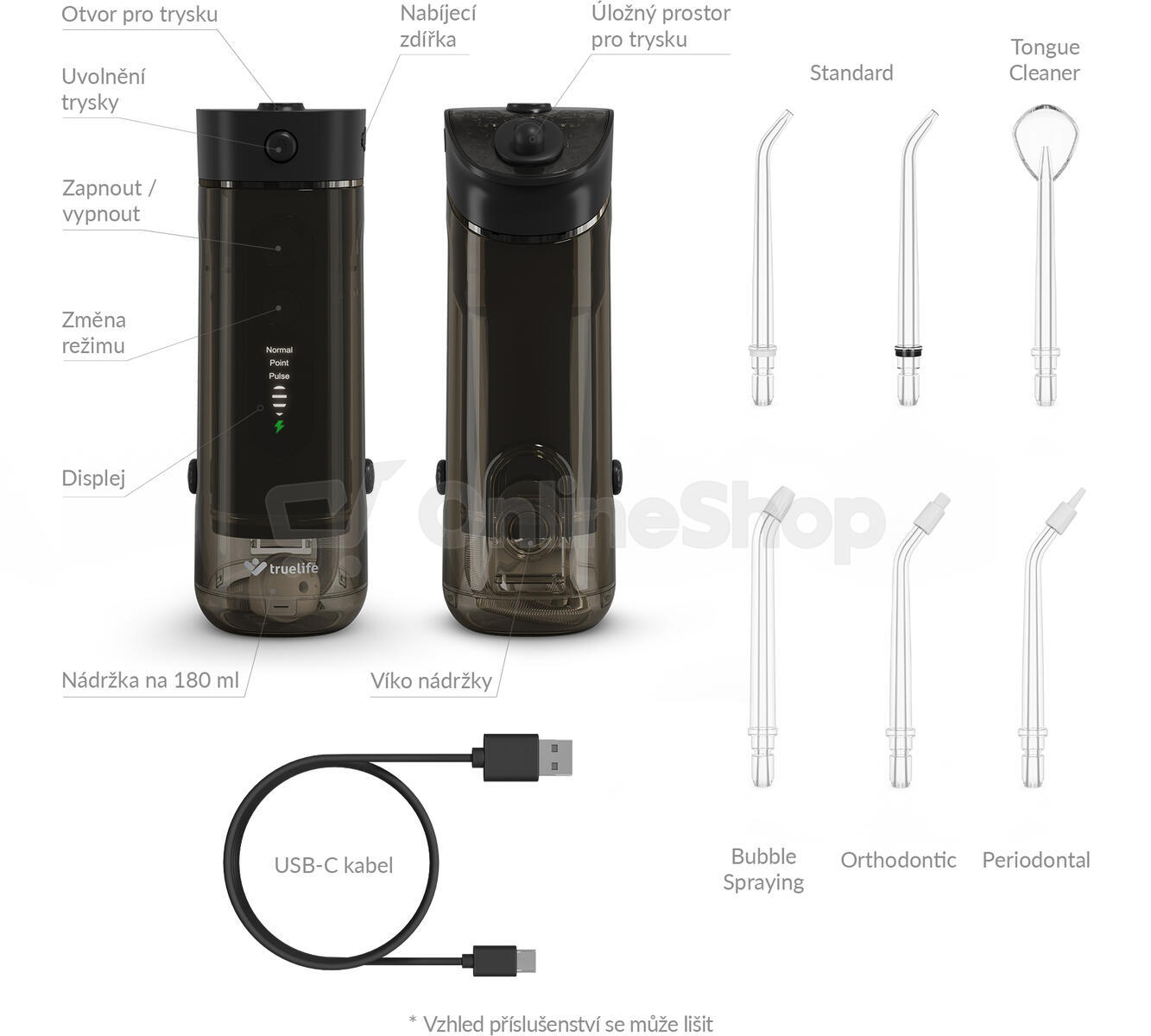 Ústní sprcha TrueLife AquaFloss Mini M50 Black