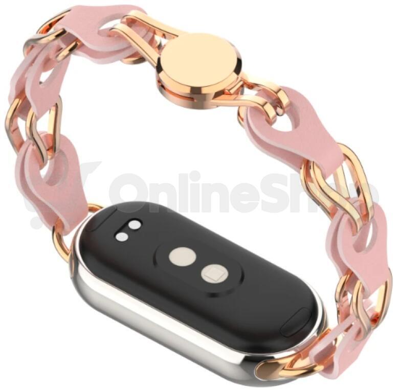 Xiaomi Smart Band 8/9/10 Strap kov/kůže Růžový