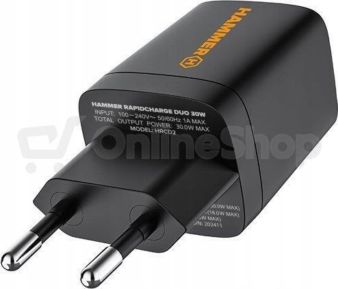 Nabíječka do sítě Hammer RapidCharge Duo, černá