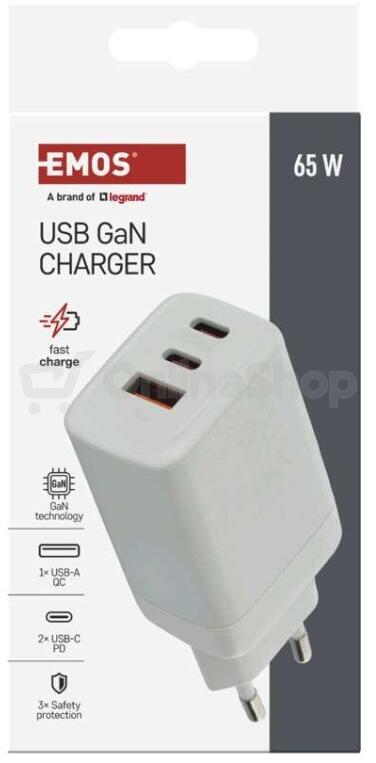 Emos univerzální USB adaptér GaN do sítě PD 65 W max. (V05G65)