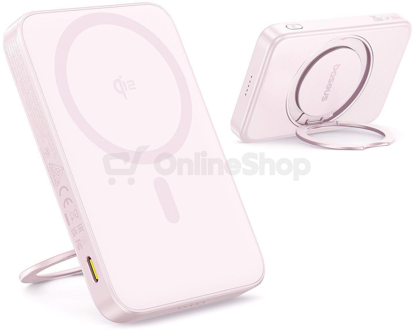 Bezdrátová powerbanka Baseus PicoGo Qi2 5000mAh, 20W růžová