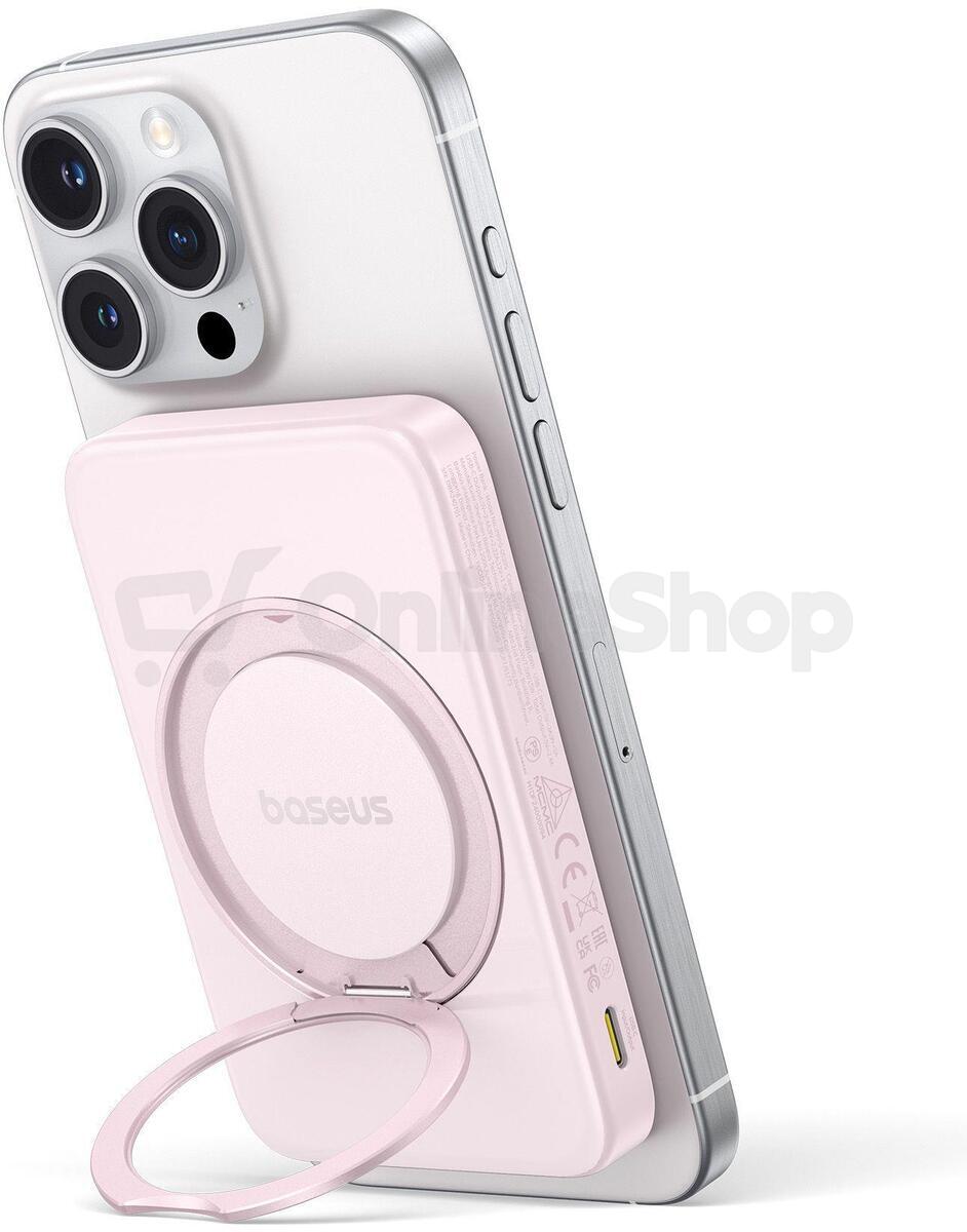 Bezdrátová powerbanka Baseus PicoGo Qi2 5000mAh, 20W růžová